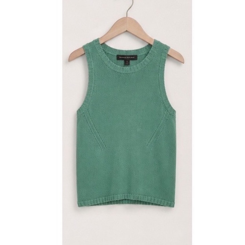 Banana Republic Green Knit Tank Top Sleeveless Crew Neck Shell XS - Picture 2 of 5
